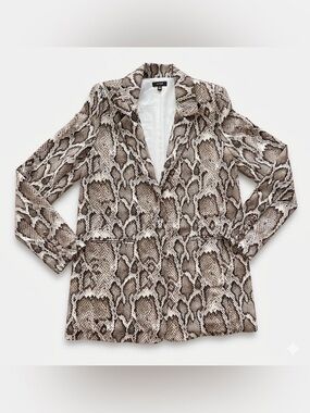 AFRM Curtis Snake Print Blazer Neutral Snakeskin Animal Print XS Oversized